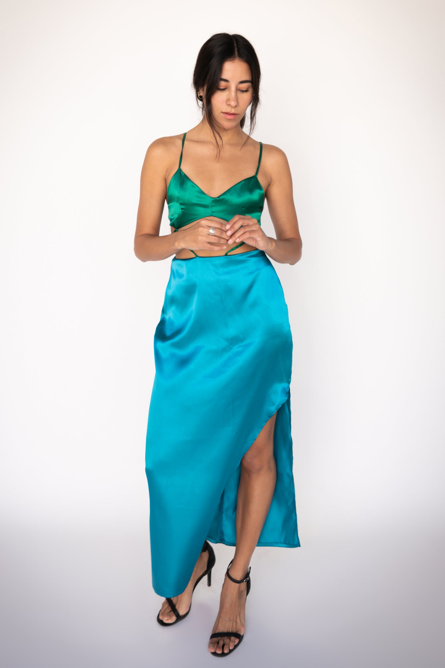 Conchita Dress in Green & Blue