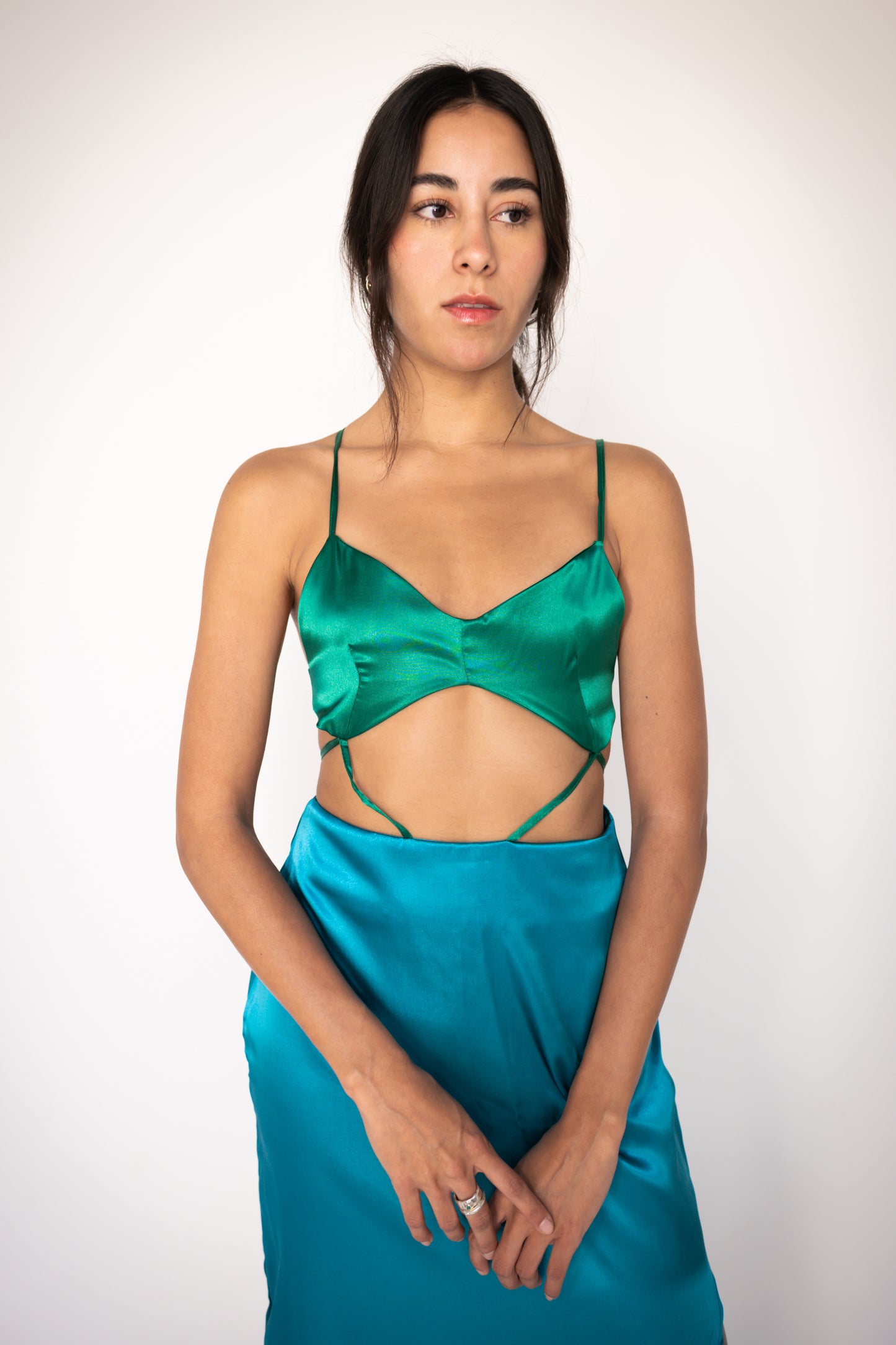 Conchita Dress in Green & Blue