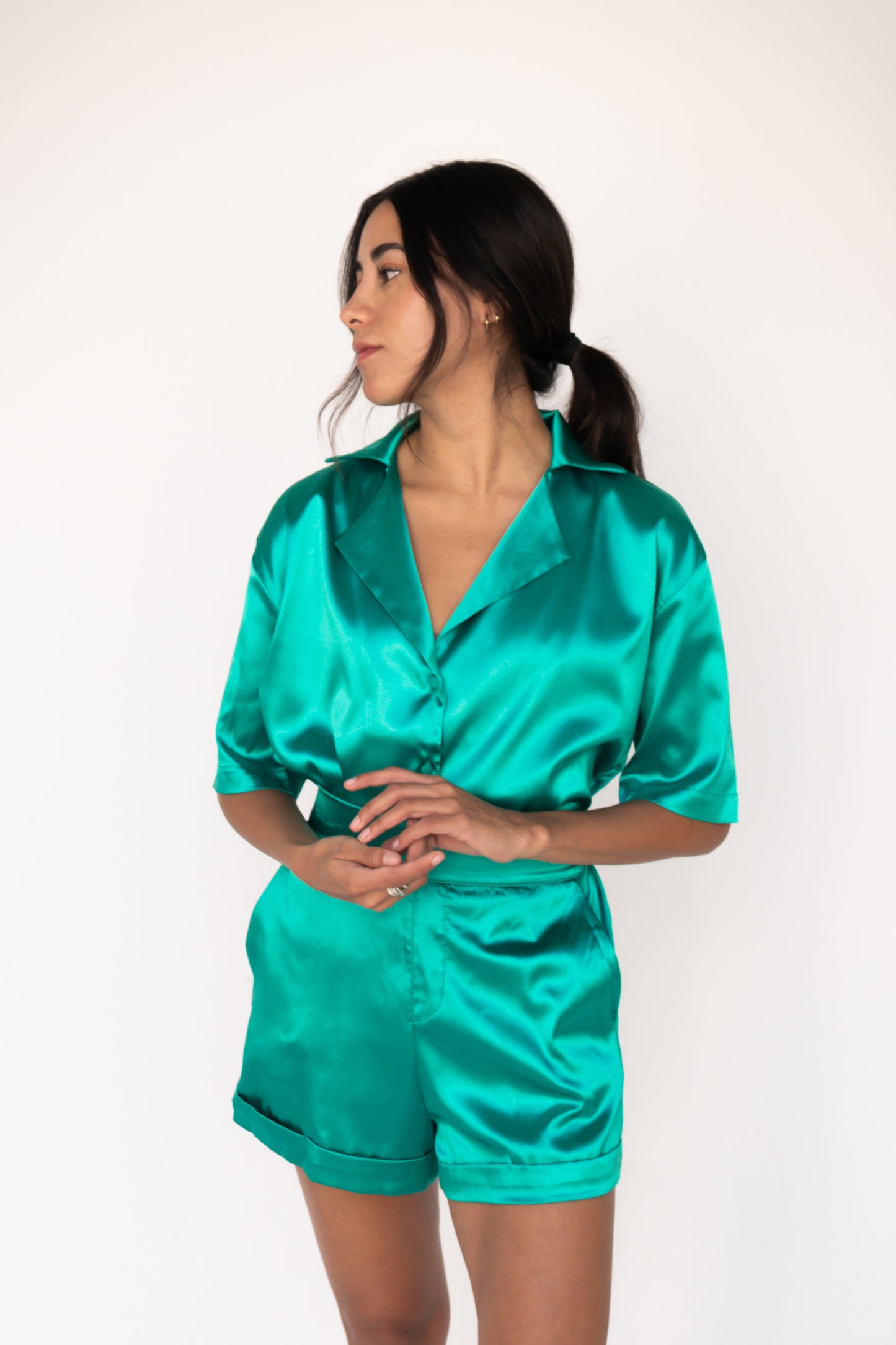 Sofia Shorts in Emerald Green