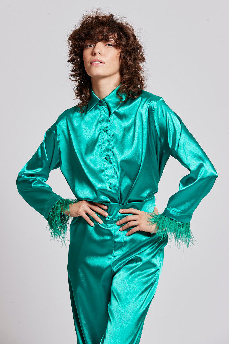 Maria Shirt in Emerald Green